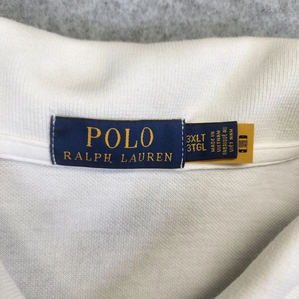 Polo Ralph Lauren Mens 3XLT TALL Long Sleeve Mesh‎ Polo Shirt White Pique